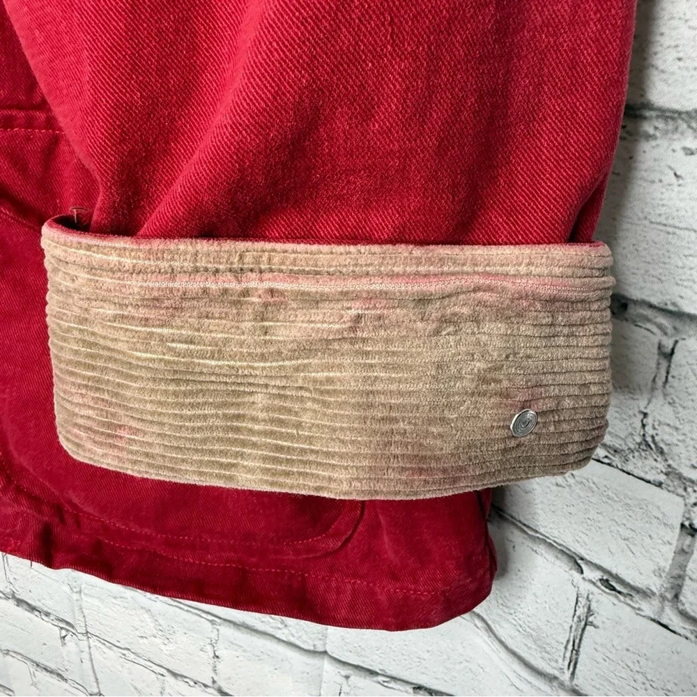 Vintage Womens Sunbelt Denim Chore Coat XL Red Barn Corduroy Workwear Country